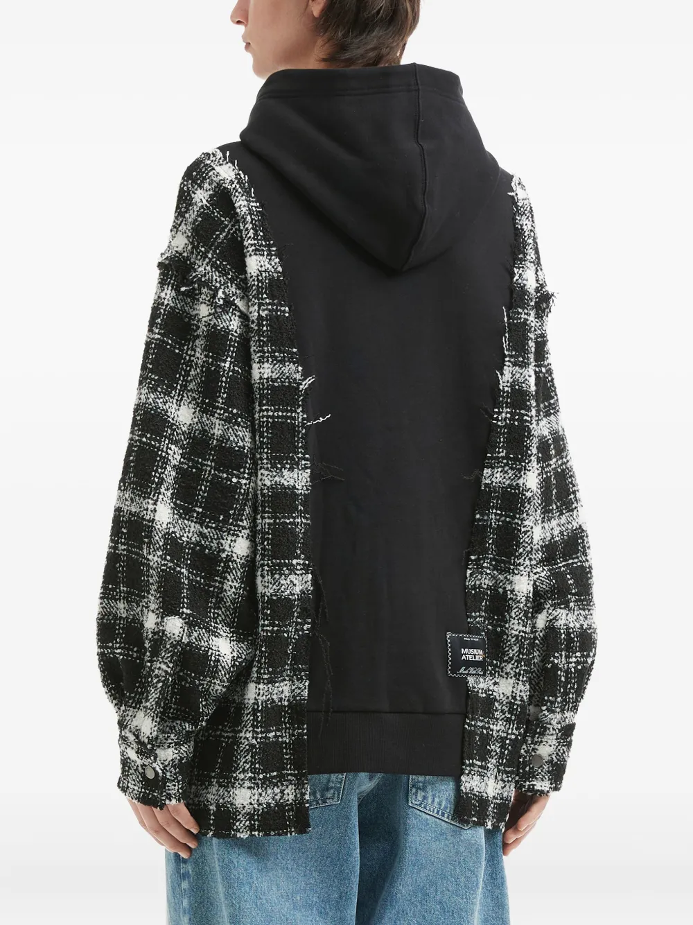 Musium Div. Geruite trui met capuchon Zwart