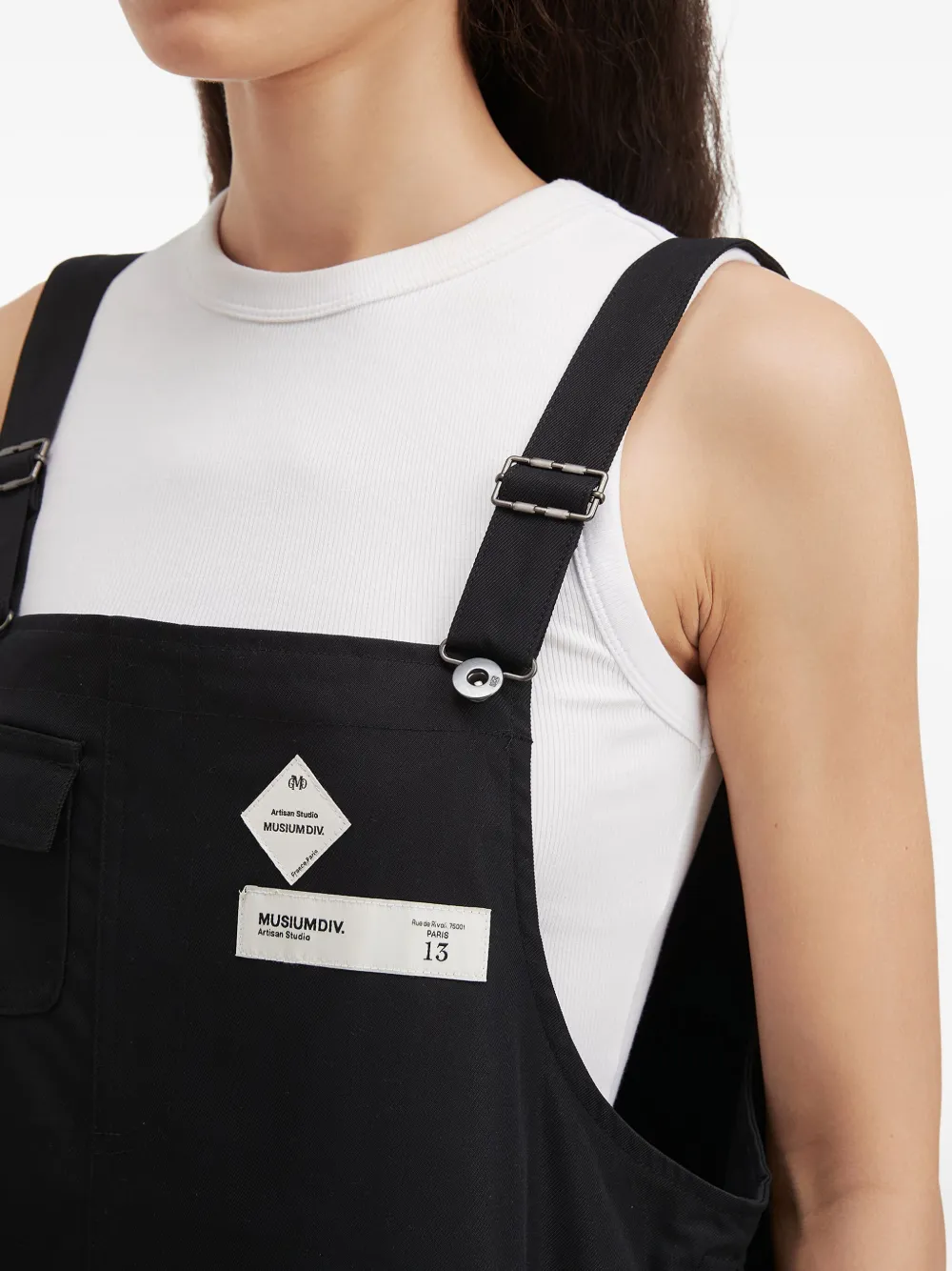 Musium Div. Midi-jurk met logopatch Zwart