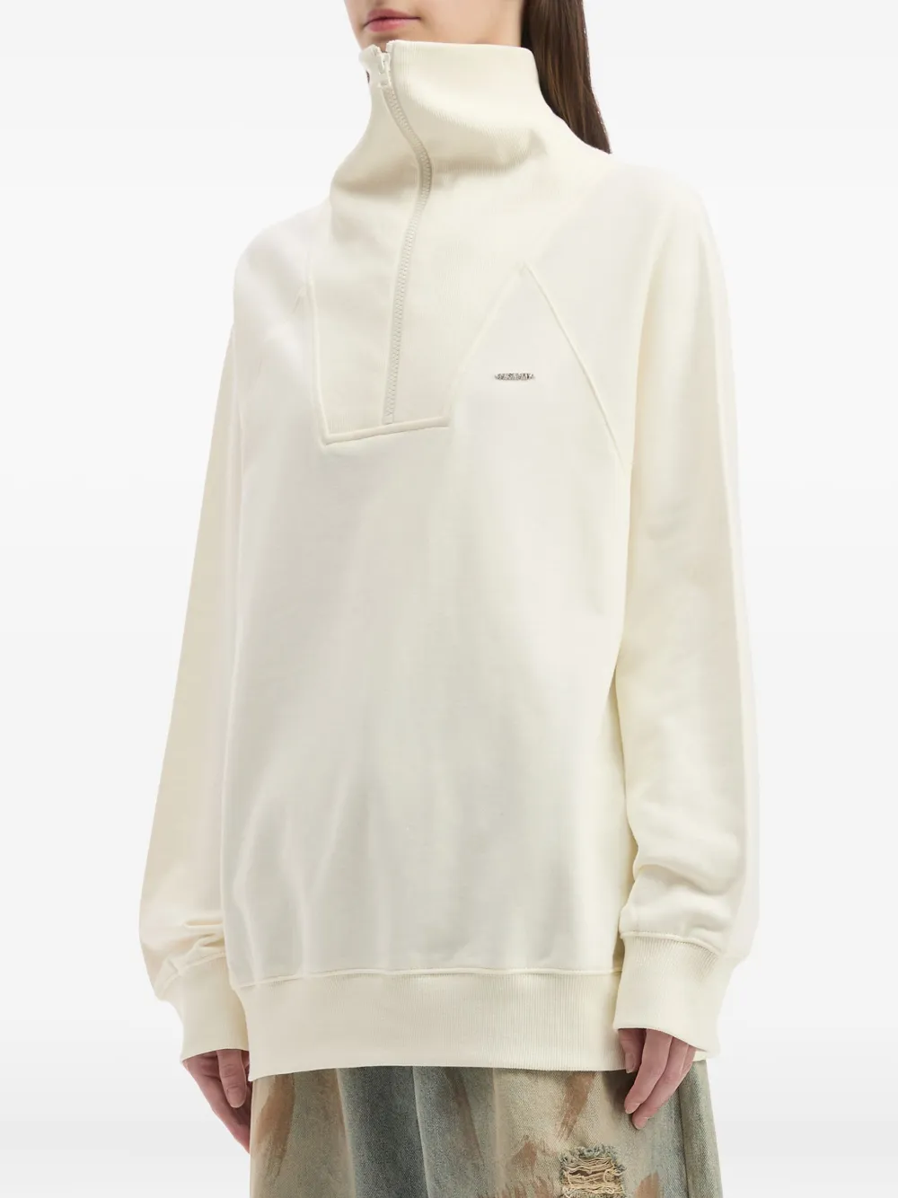 Musium Div. Zip-neck Sweatshirt In Neutral
