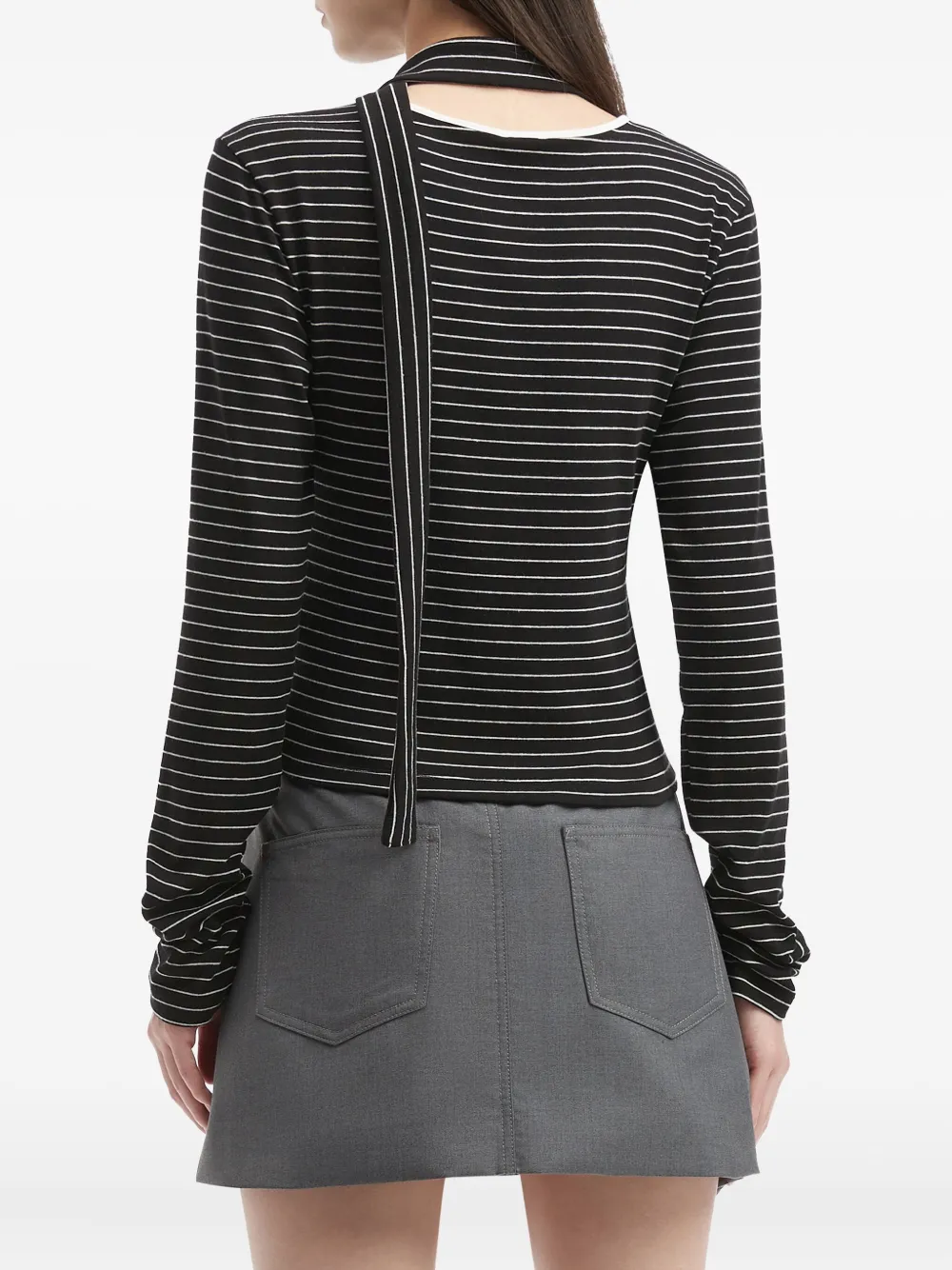 B+ab Striped Button Top In Black