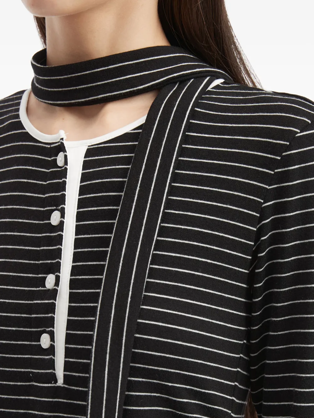B+ab Striped Button Top In Black