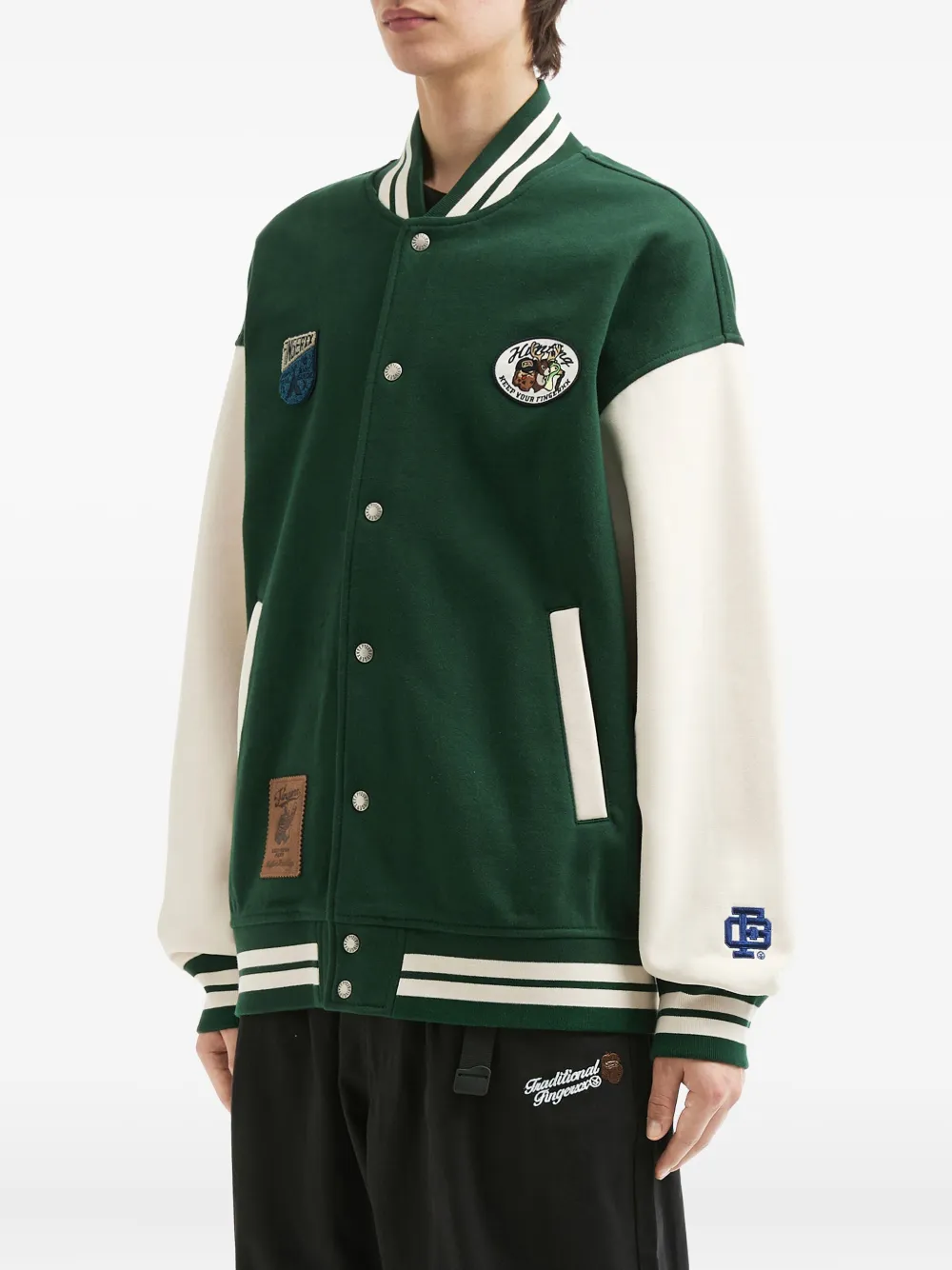  Fingercroxx Appliqué Buttoned Jacket - Green 