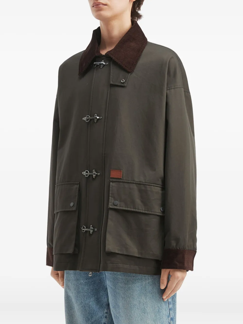 Aftermaths Corduroy Trim Pocket Jacket In Brown