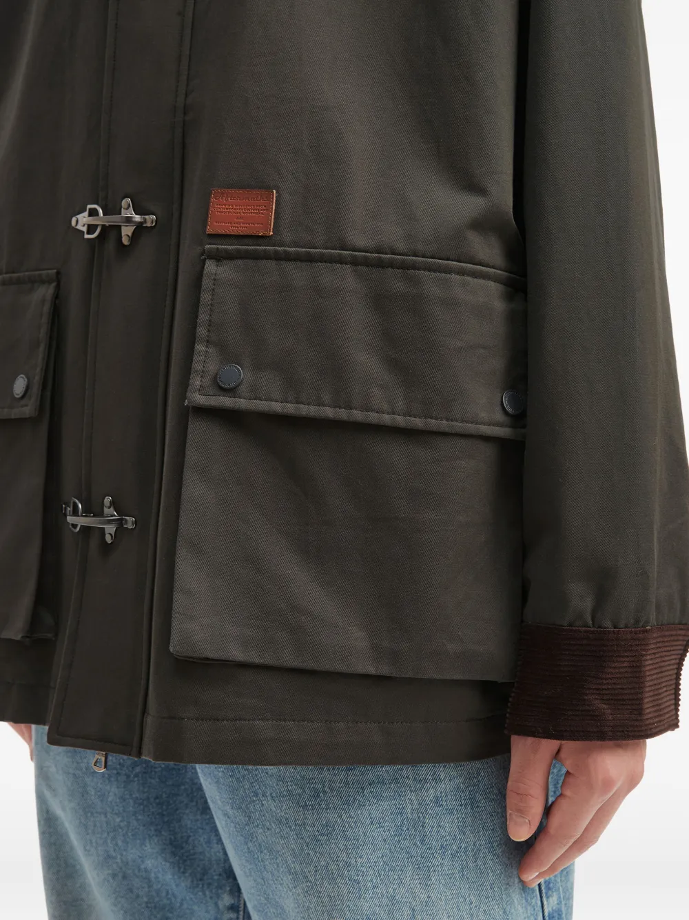 Aftermaths Corduroy Trim Pocket Jacket In Brown
