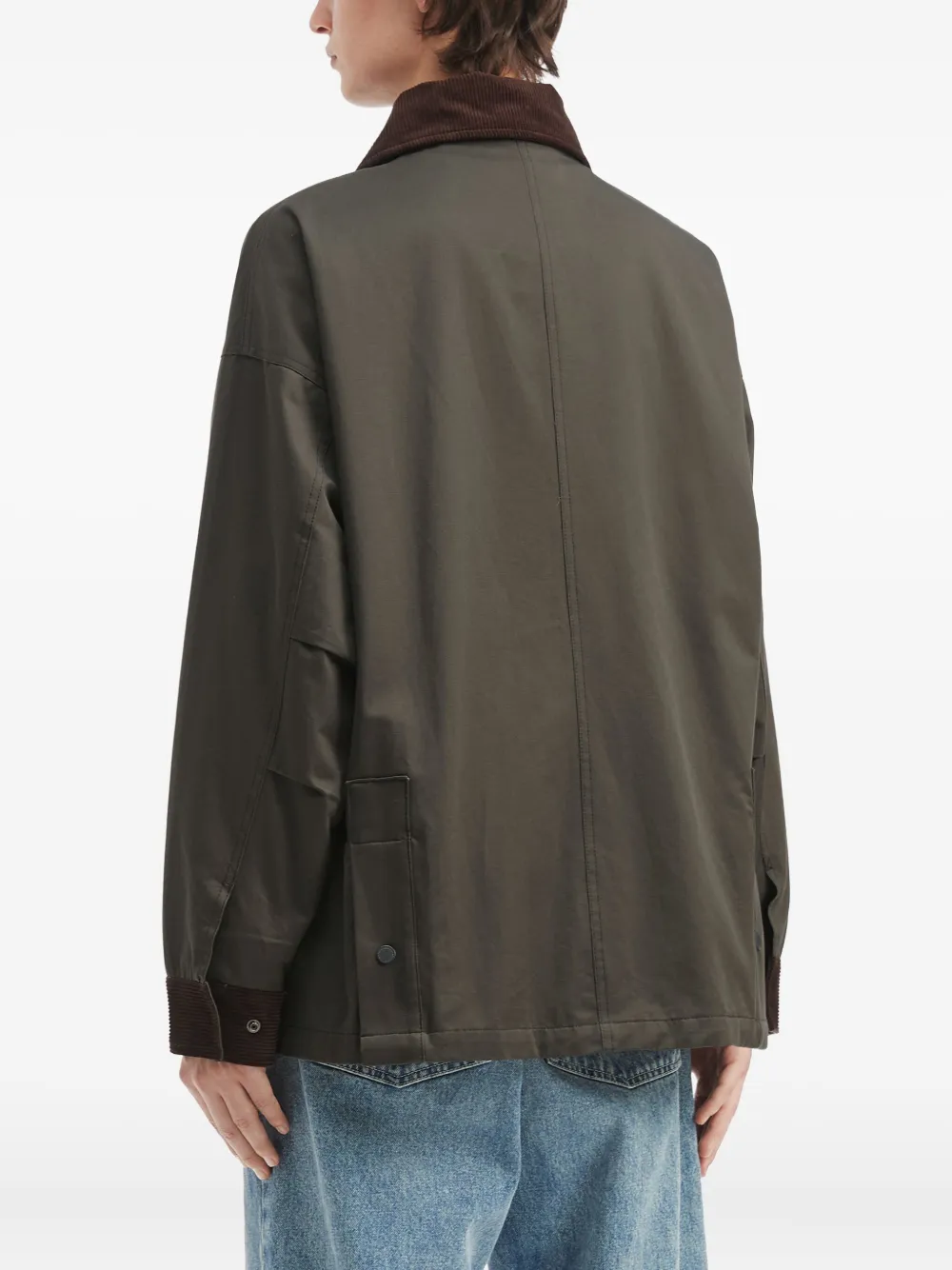 Aftermaths Corduroy Trim Pocket Jacket In Brown