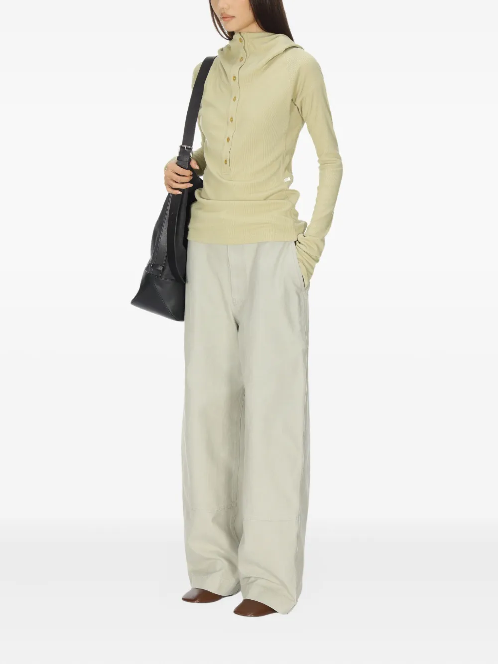 Low Classic Button-up Hoodie In Neutral