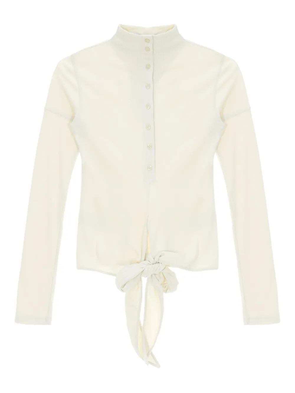 Low Classic Buttoned Knot-detail T-shirt In Neutral