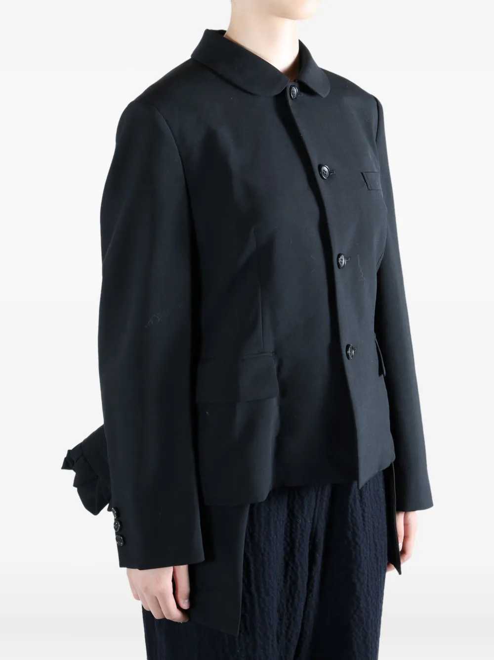 Comme Des Garçons Wool Ruffled Fitted Jacket In Blue