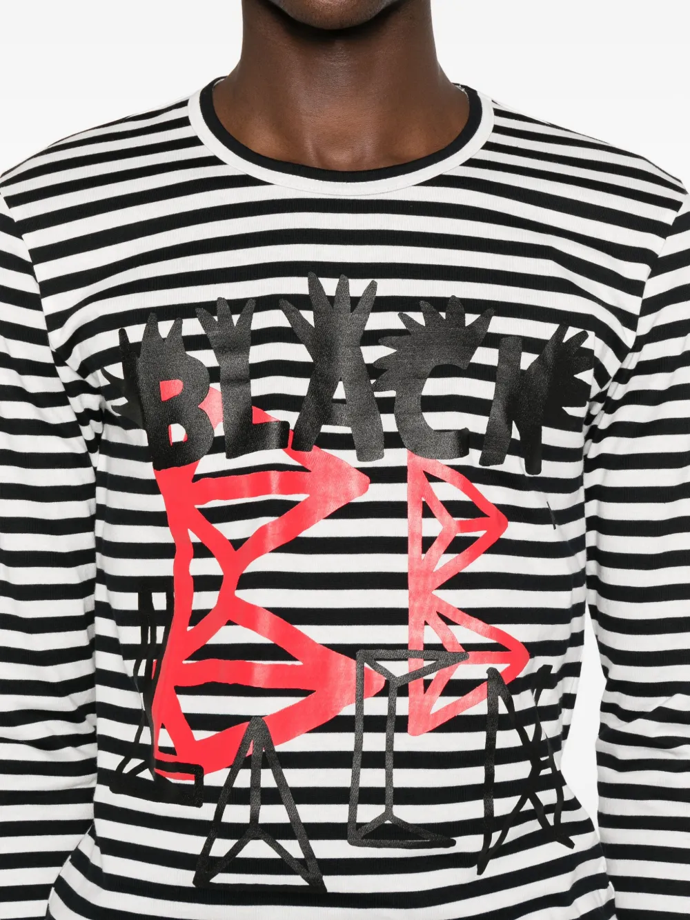 Black Comme Des Garçons ストライプ グラフィック Tシャツ | ブラック