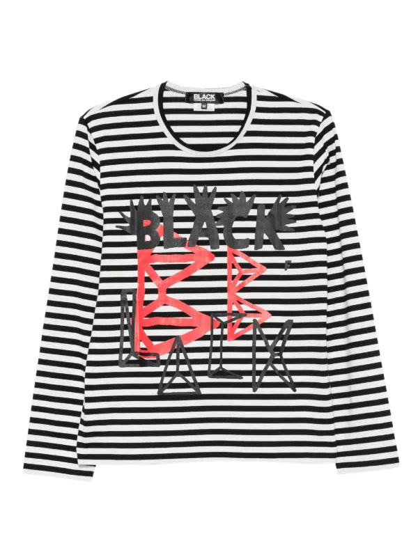 Black Comme Des Garçons ストライプ グラフィック Tシャツ | ブラック