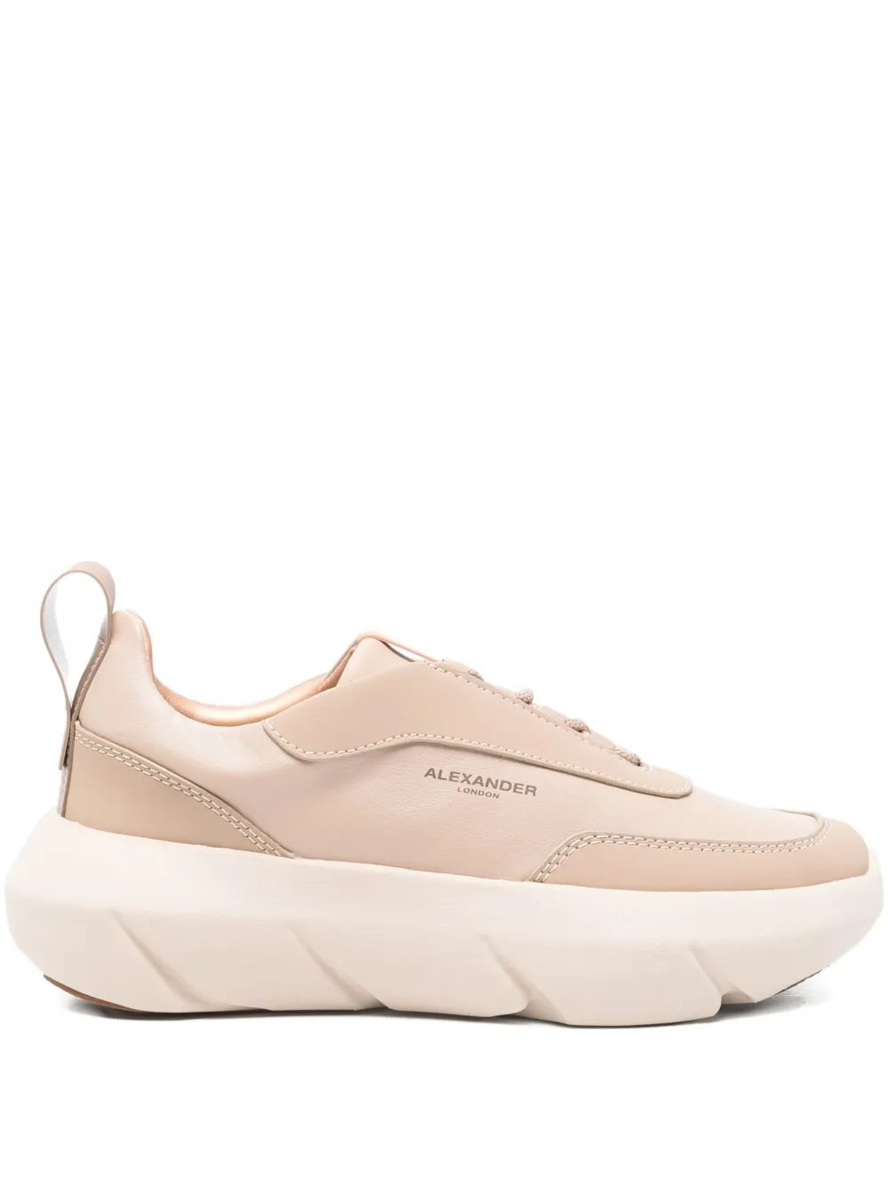 Alexander Smith Leren sneakers met plateauzool Beige