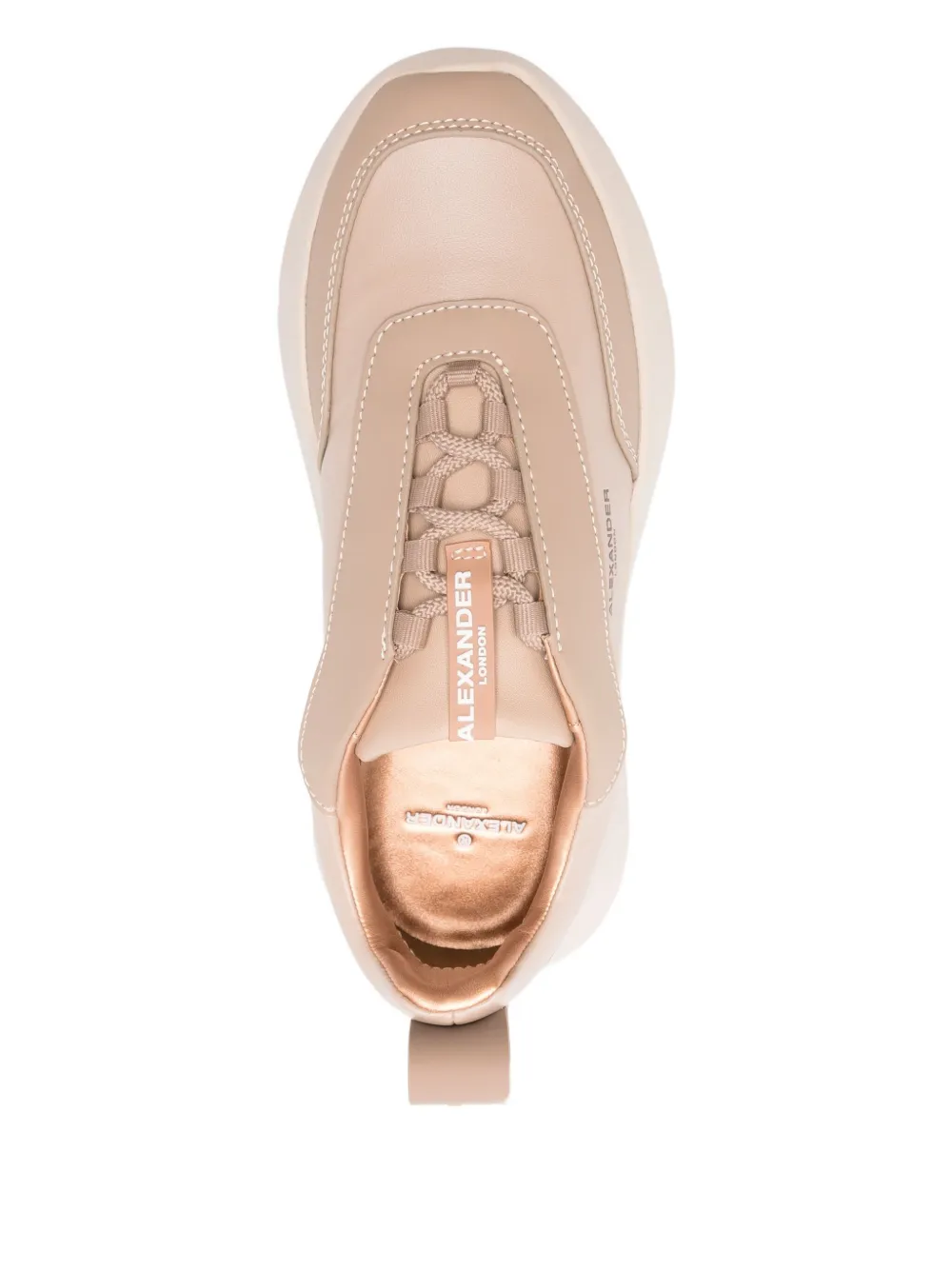 Alexander Smith Leren sneakers met plateauzool Beige