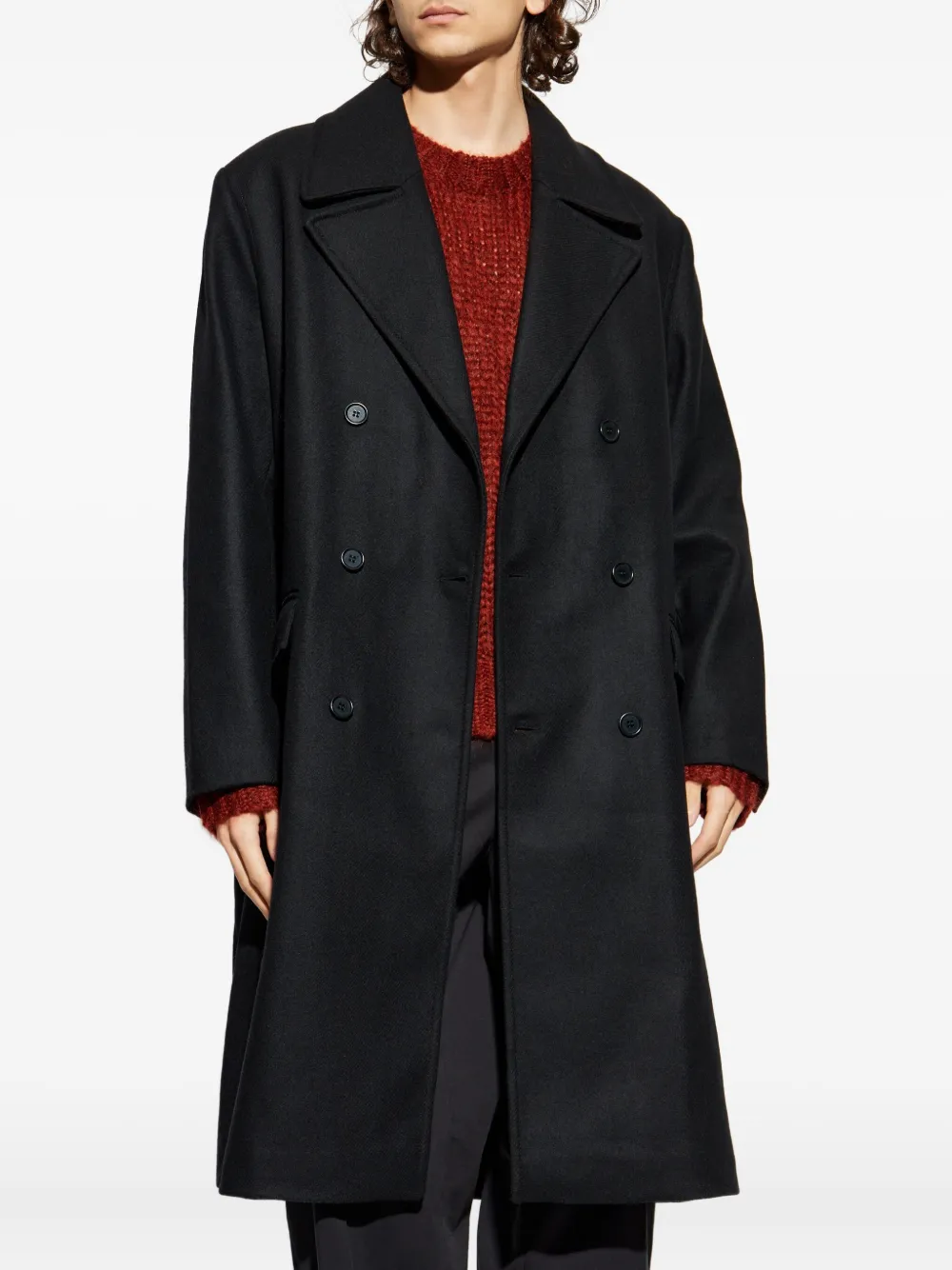  Allsaints Curran Double-breasted Coat - Black 