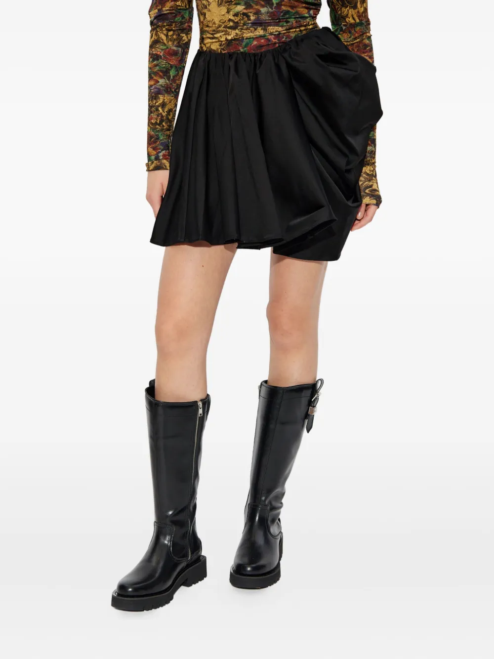 Ganni Draped Mini Skirt In Black