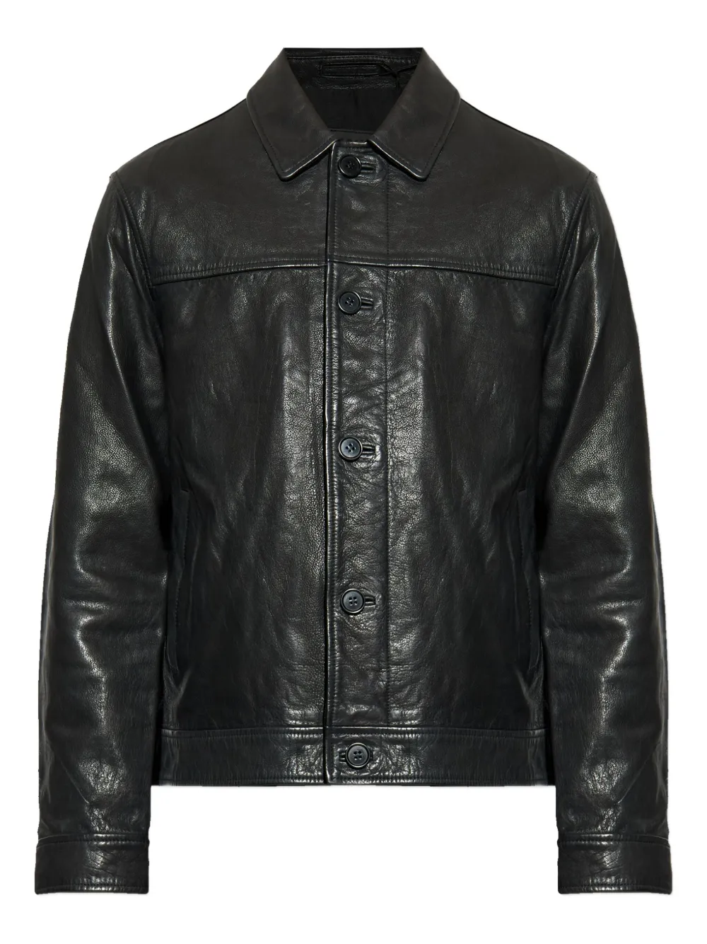 AllSaints Nates buttoned leather jacket | Black | Image 1