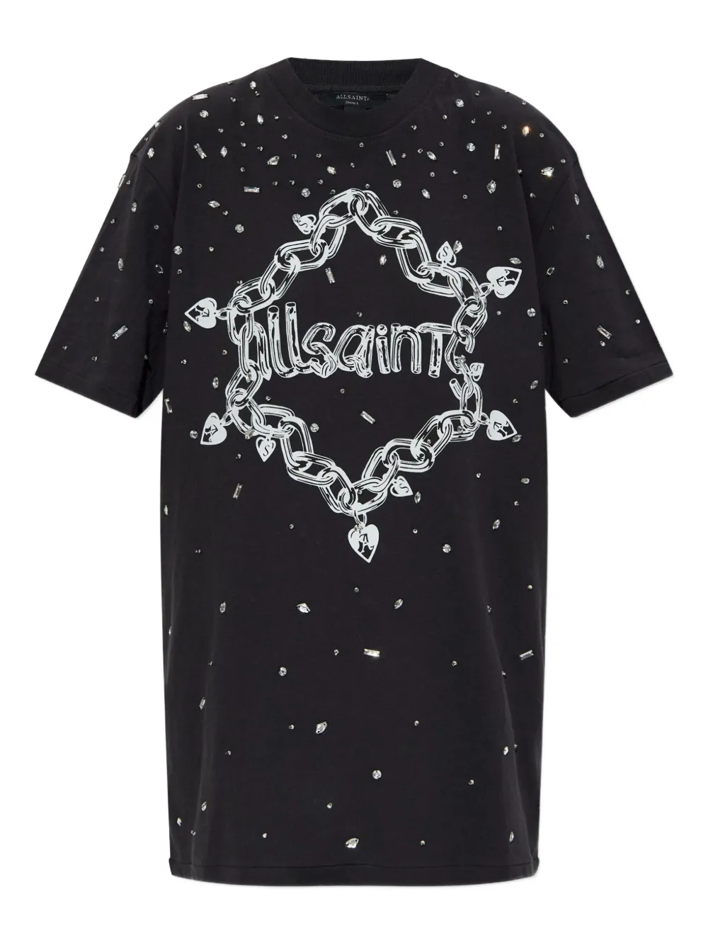AllSaints Abito corto Drip Scatter con decorazione - Nero