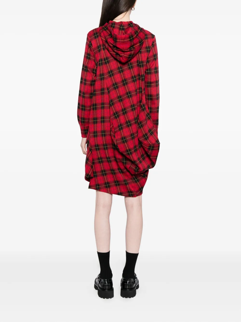 Comme Des Garçons Plaid Dress In Red