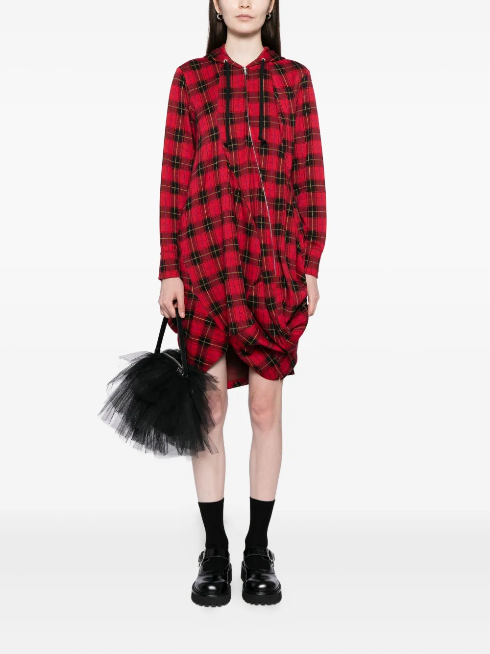 Comme Des Garçons Geruite jurk - Rood