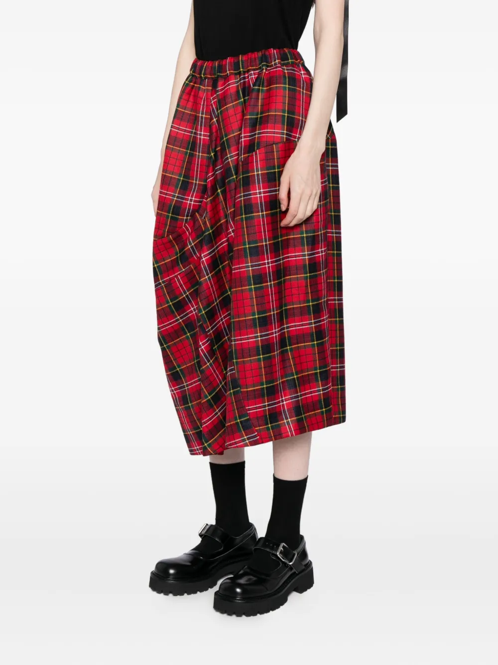 Comme Des Garçons Plaid Skirt In Red