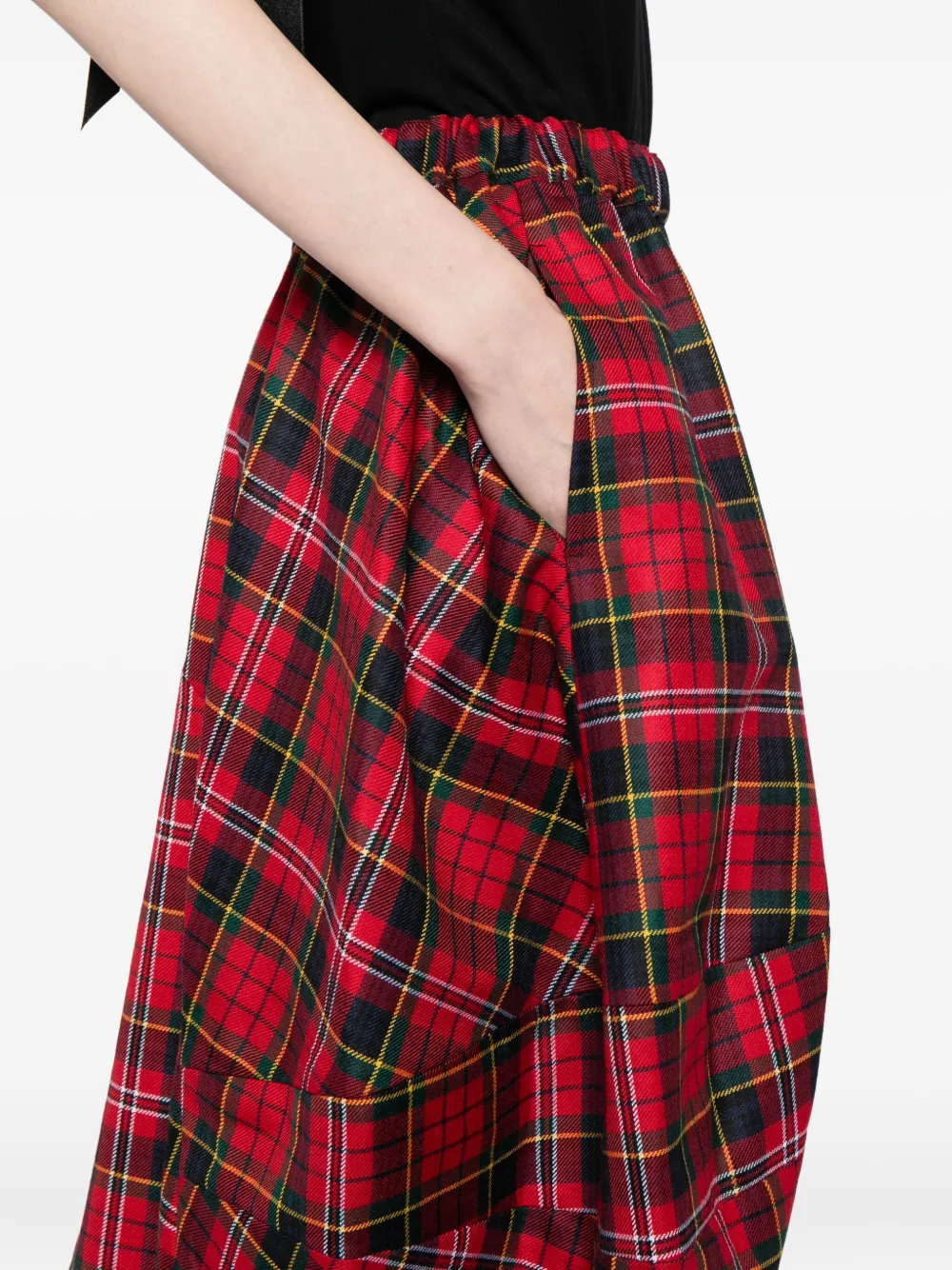 Comme Des Garçons Plaid Skirt In Red