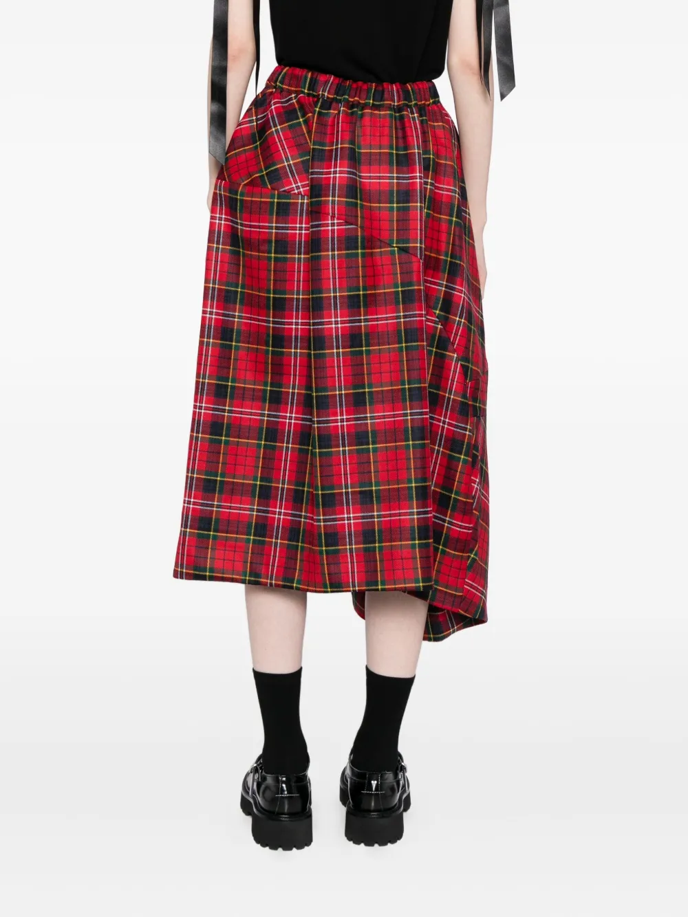 Comme Des Garçons Plaid Skirt In Red