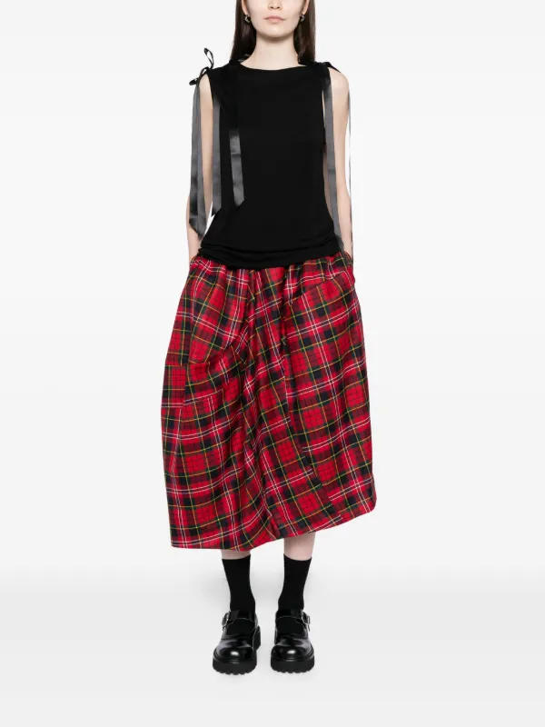 Comme Des Garçons Plaid Skirt Red FARFETCH JO