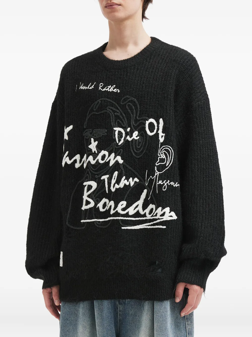 Musium Div. Gerafelde trui Zwart