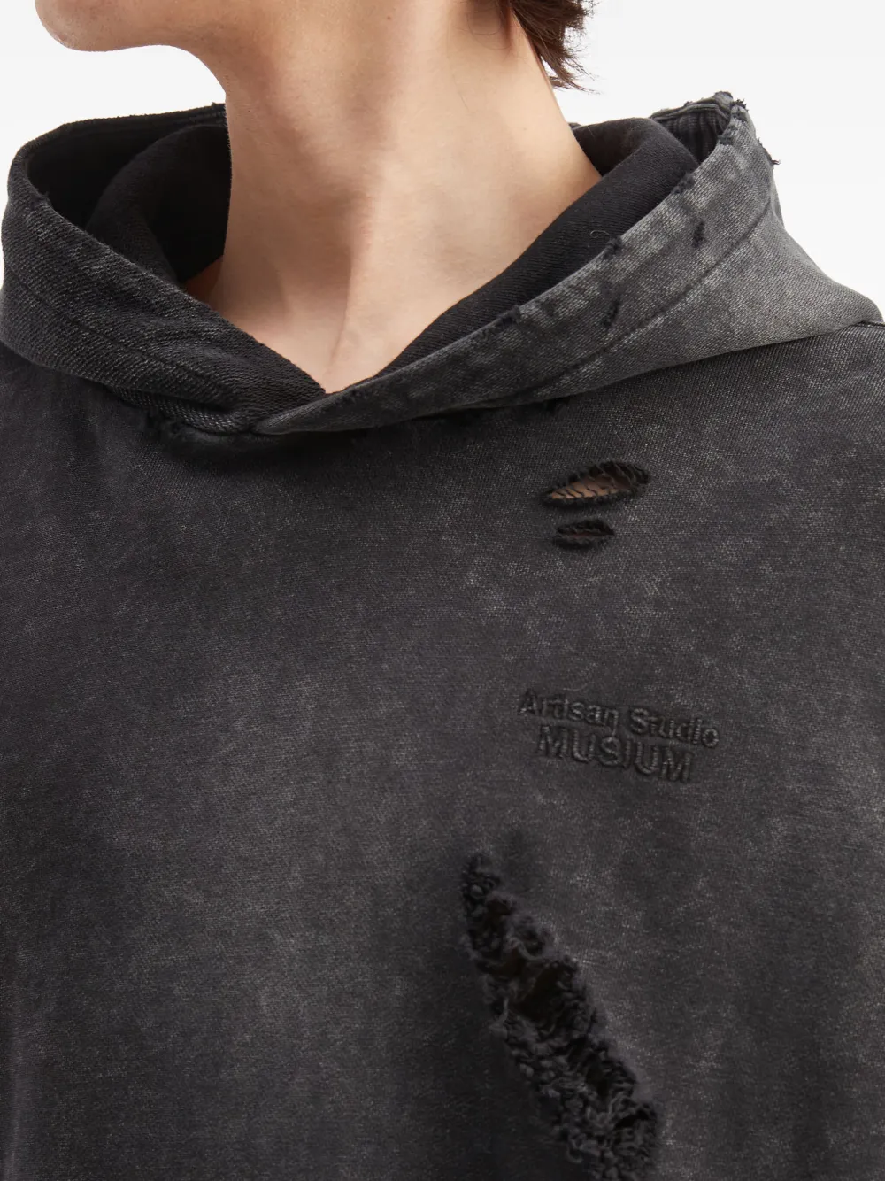 Musium Div. Gerafelde sweater met vlakken Zwart