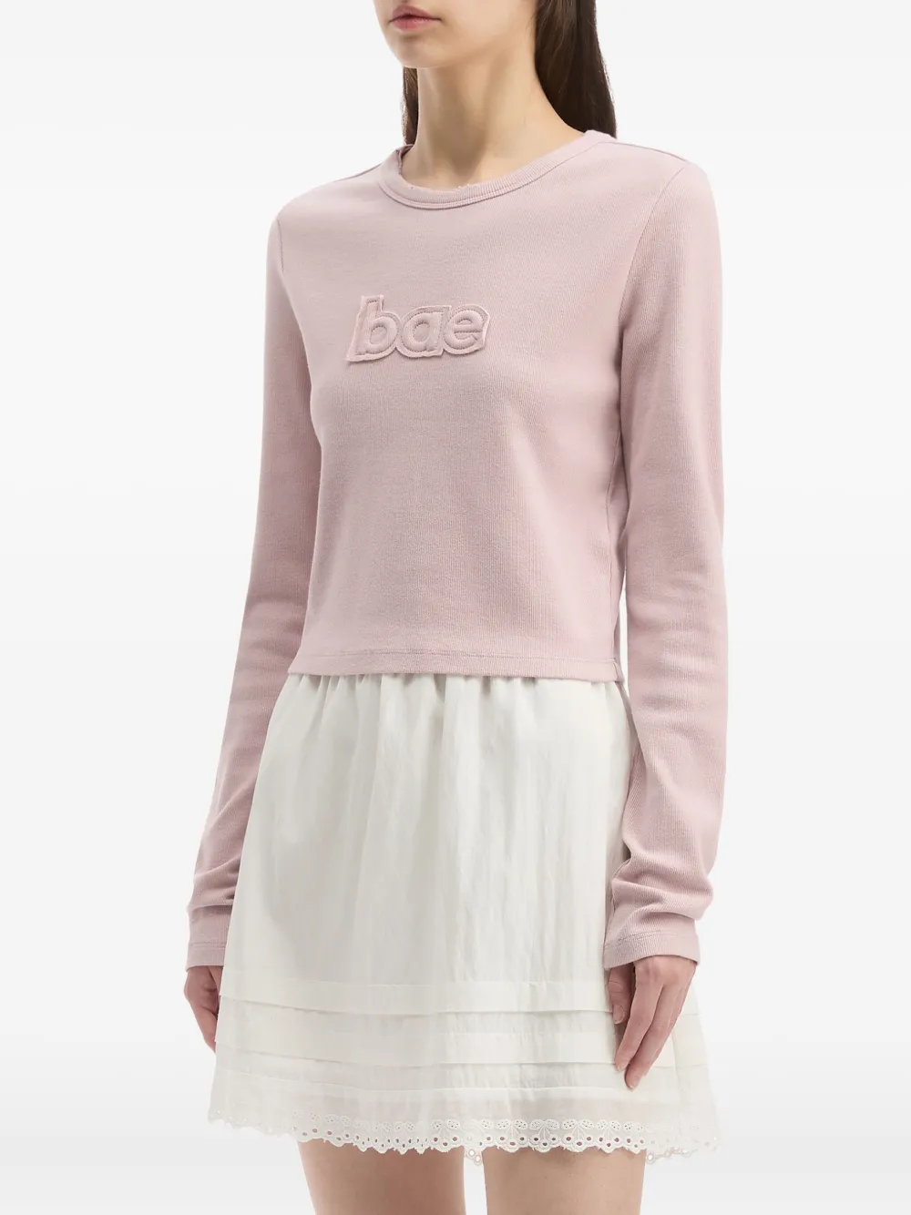 B+ab Embossed Long-sleeve Top In Pink