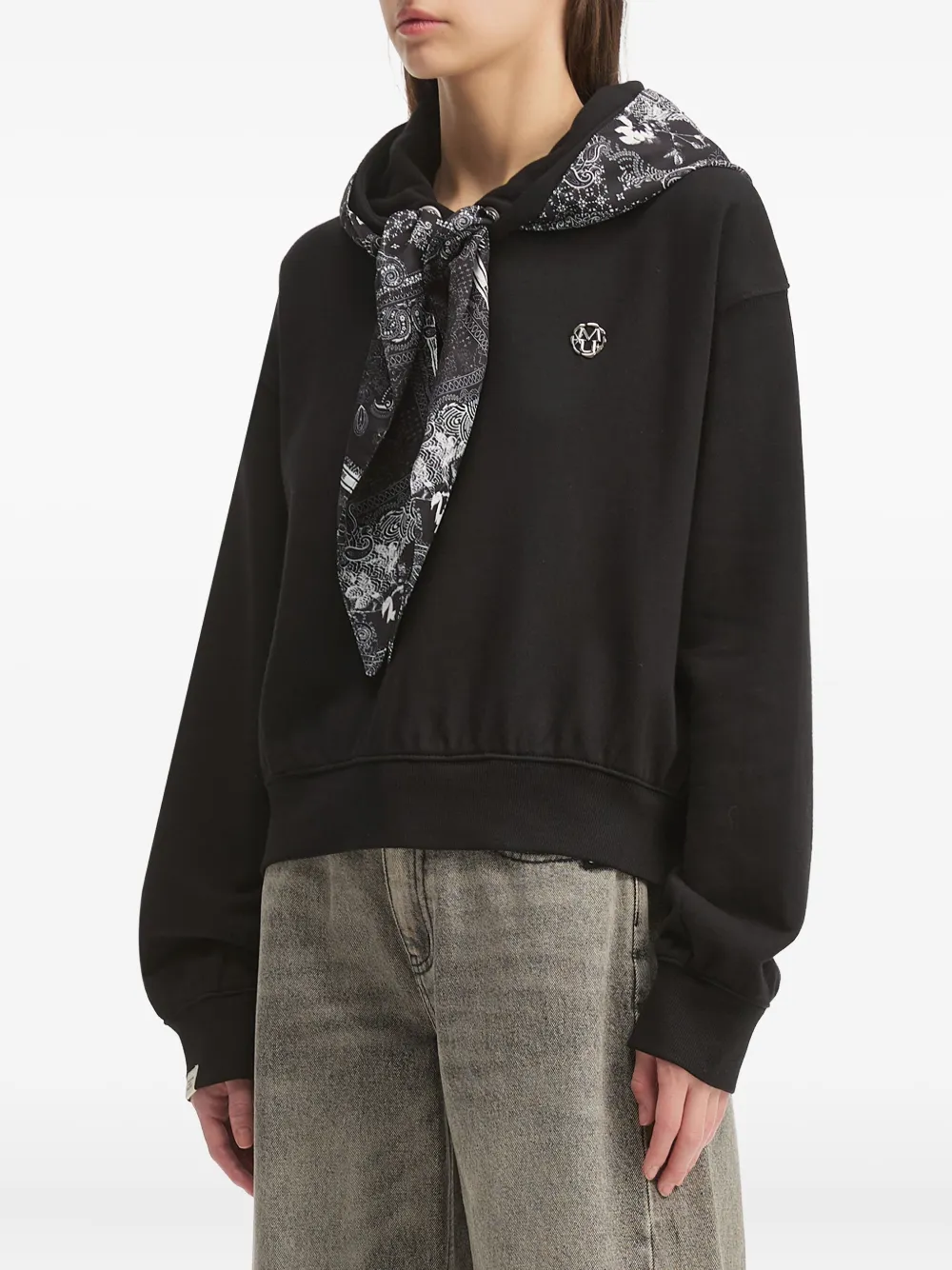 Musium Div. Top met capuchon en paisley-print Zwart