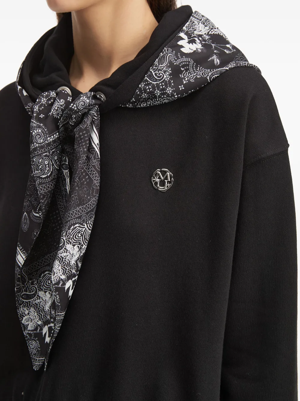 Musium Div. Top met capuchon en paisley-print Zwart