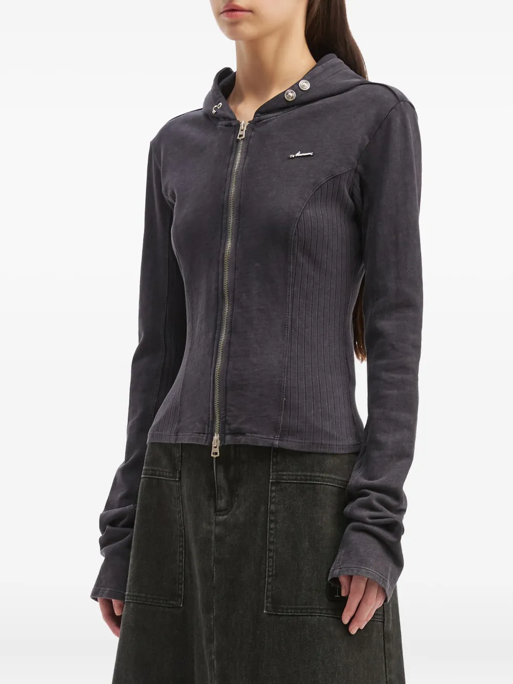 Musium Div. Geribbelde hoodie Grijs