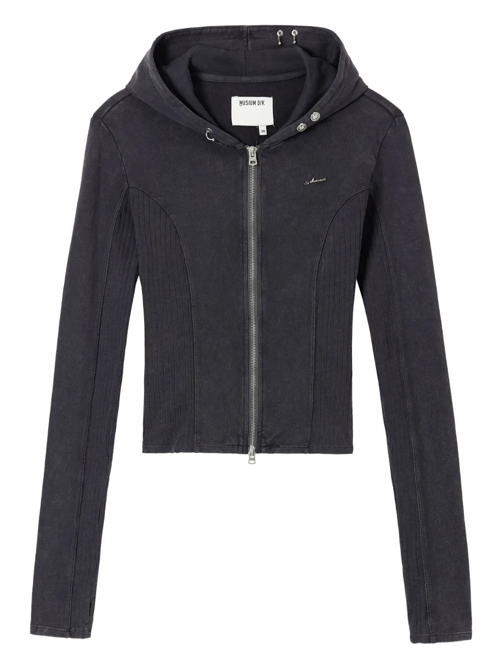 Musium Div. hoodie de canalé con cierre | gris | Image 1