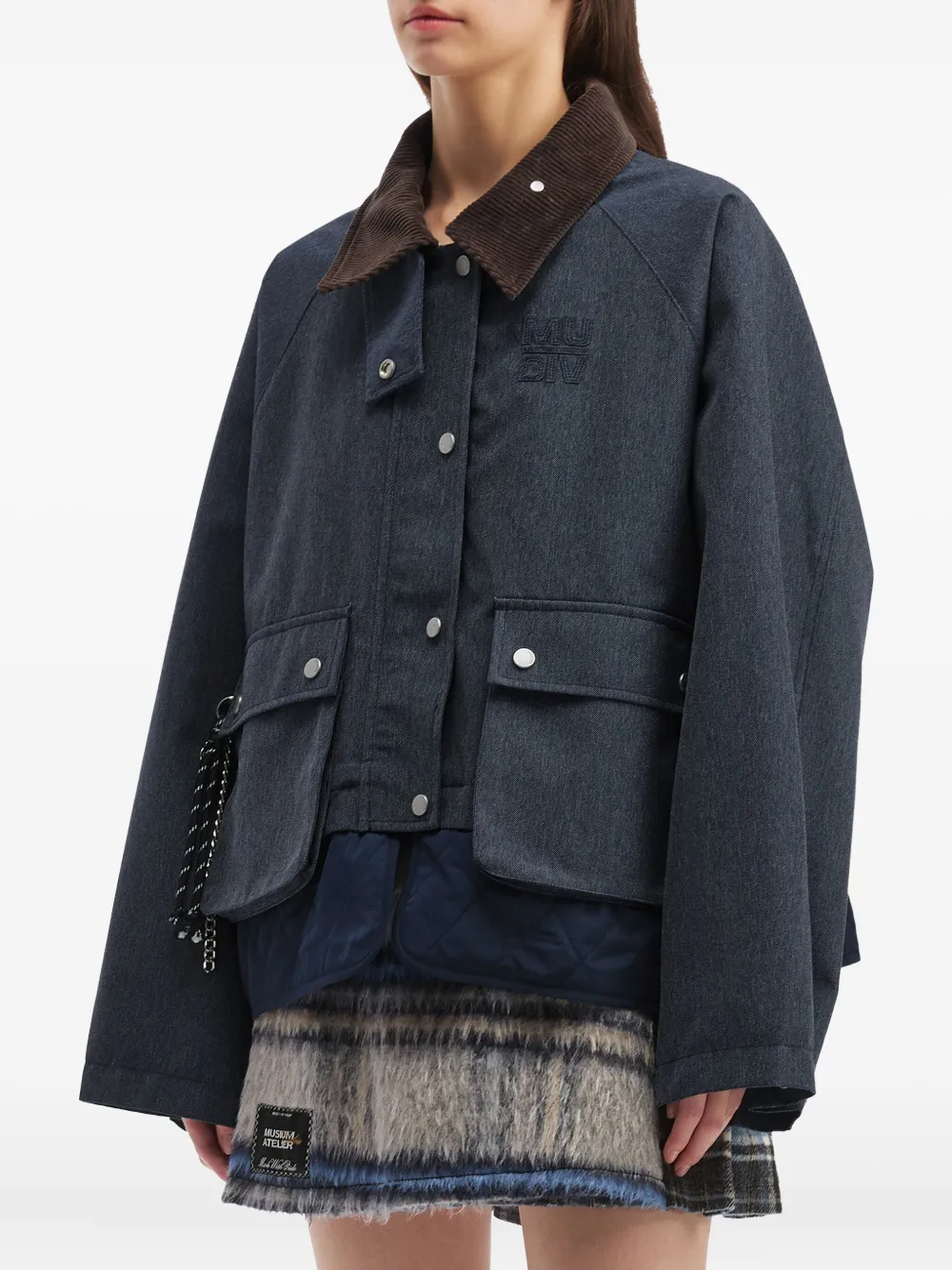 Musium Div. Corduroy-collar Pocket Jacket In Blue