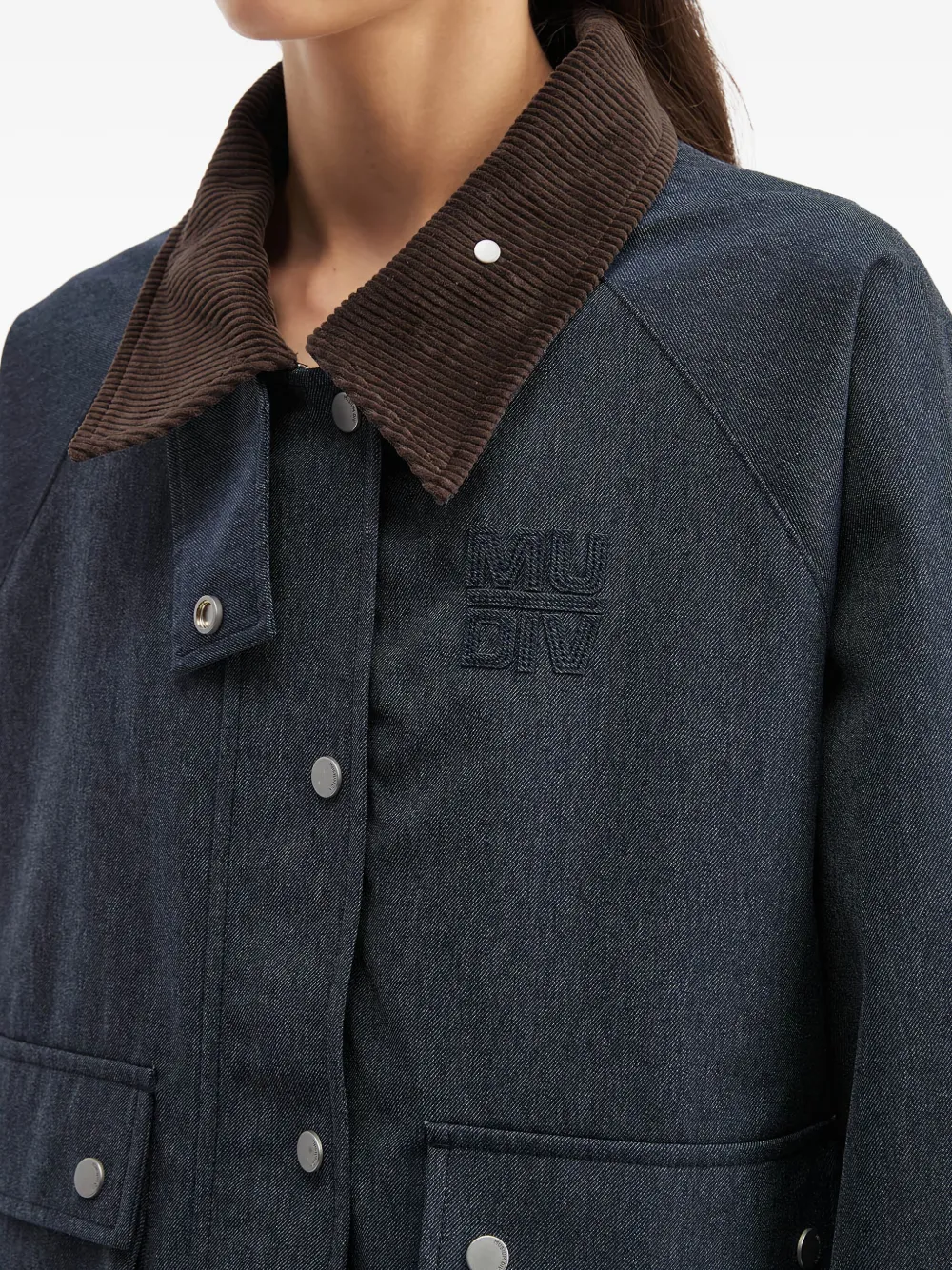 Musium Div. Corduroy-collar Pocket Jacket In Blue