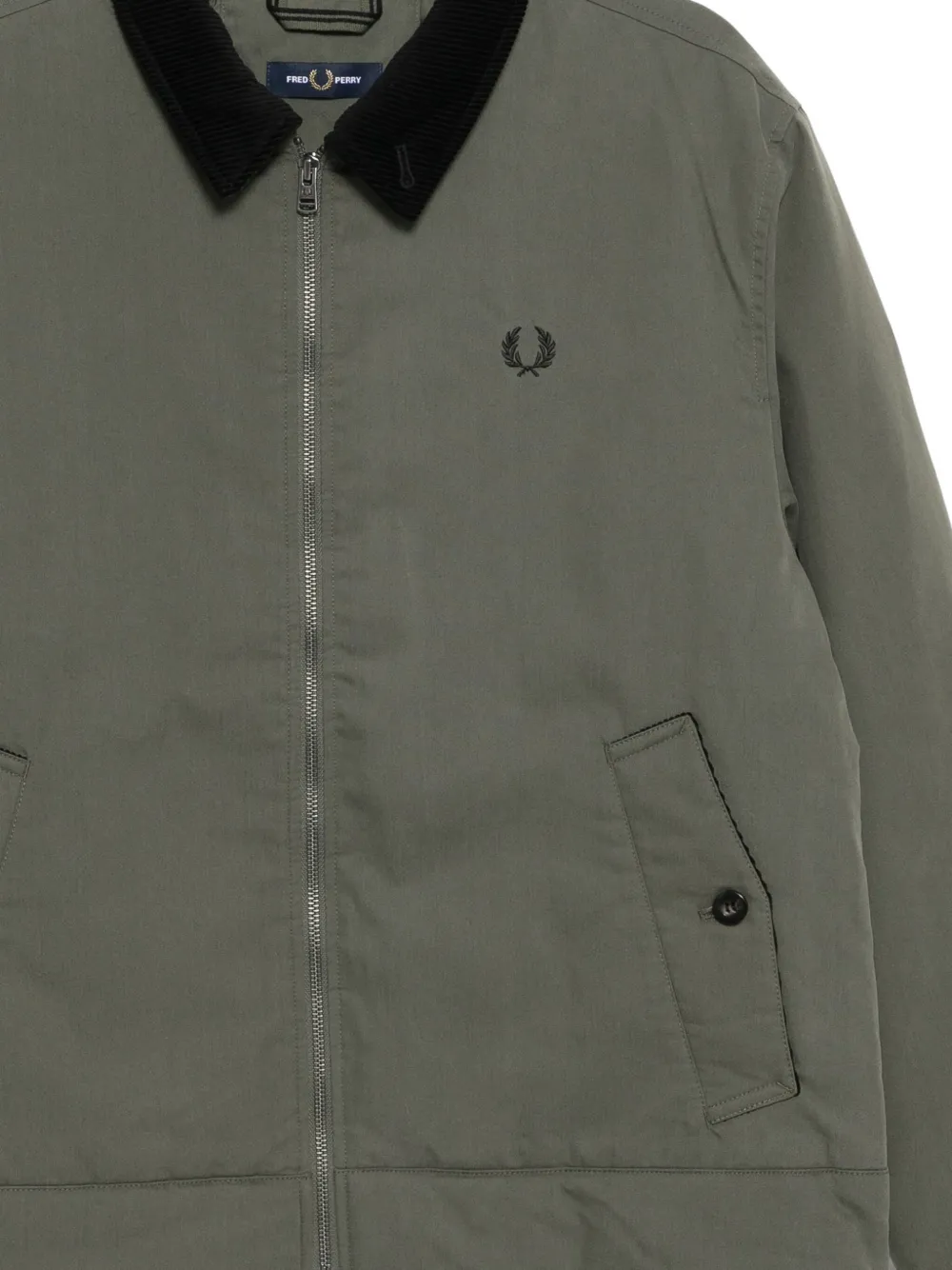 Fred Perry Corduroy-collar Padded Jacket In Green