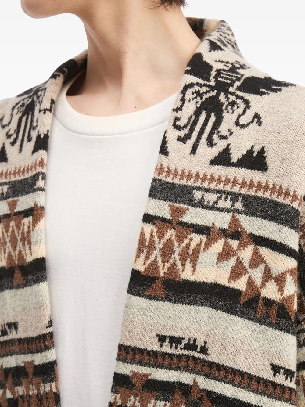 Aftermaths Wool Open Cardigan In Brown