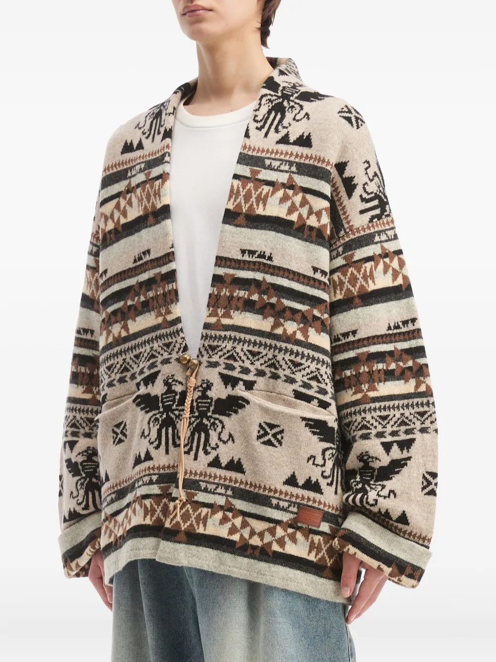 Aftermaths Wool Open Cardigan In Brown