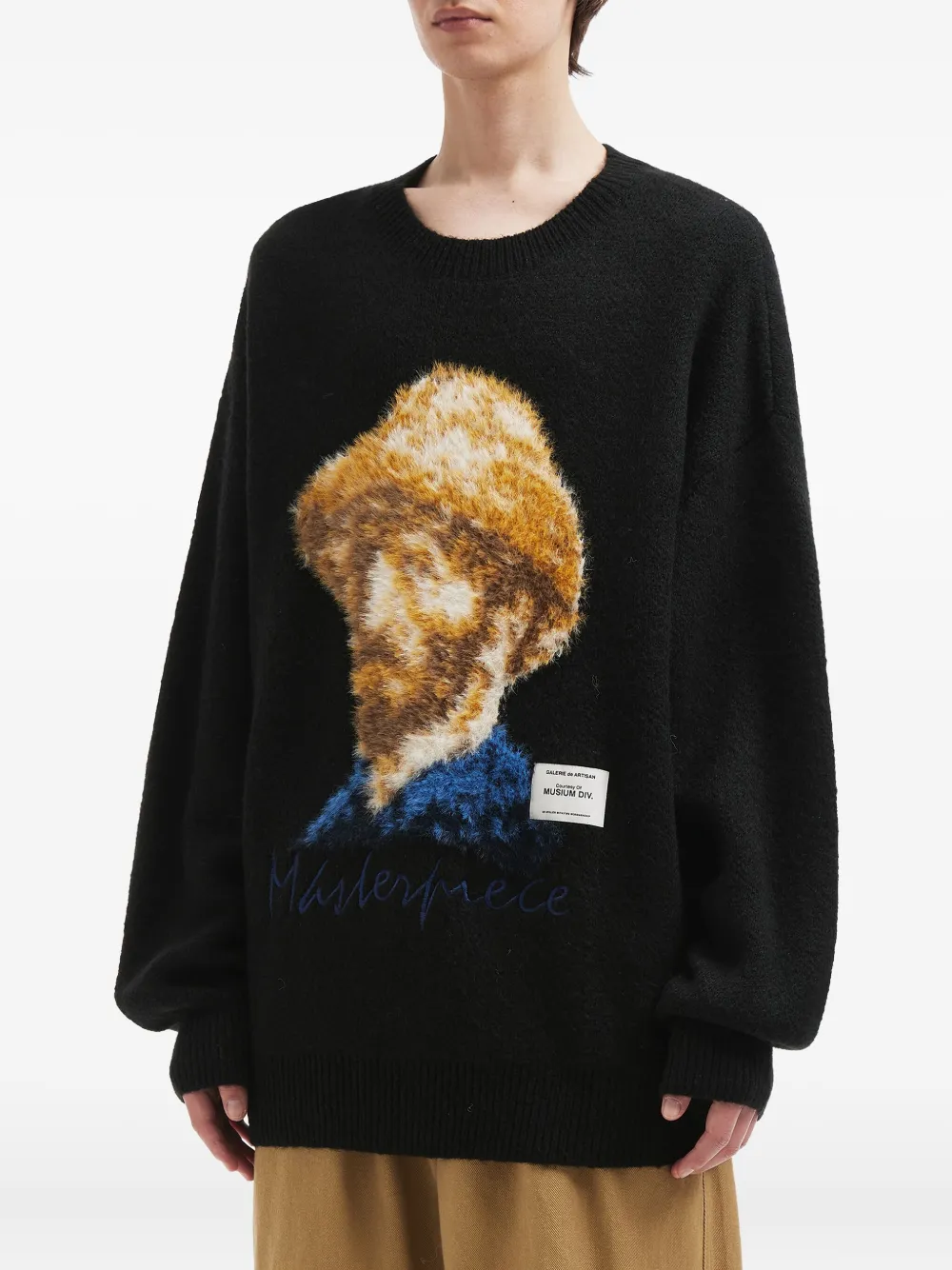 Musium Div. Portrait trui met borduurwerk Zwart