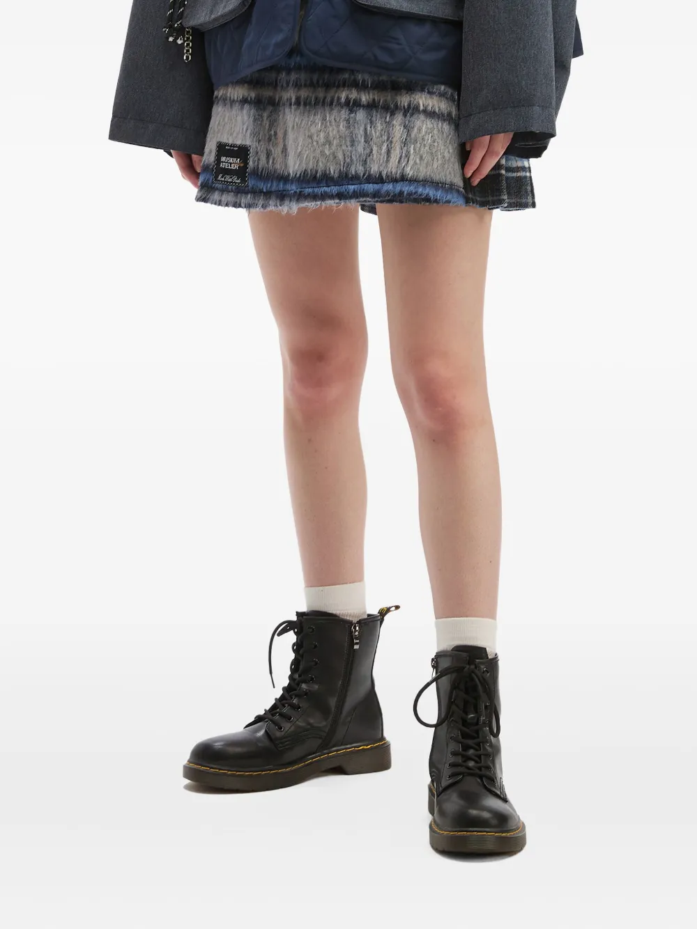 Musium Div. Geruite mini-rok met gesp Blauw