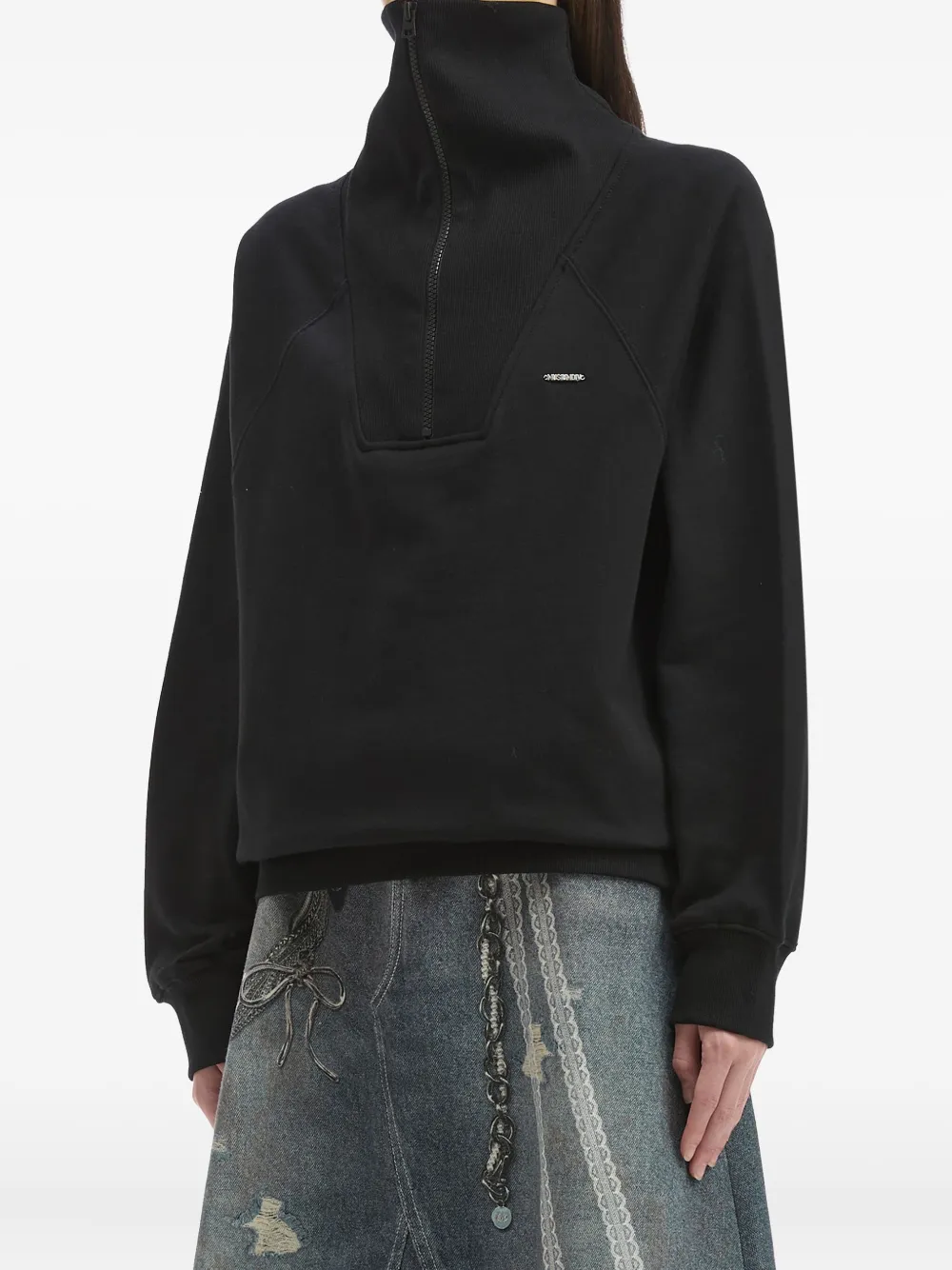 Musium Div. Sweater met hoge hals en rits Zwart