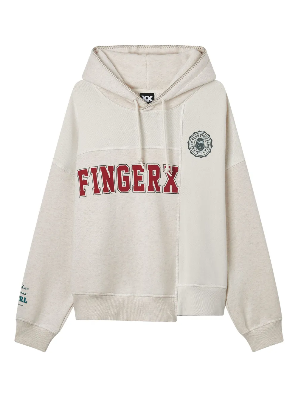 FINGERCROXX patchwork hoodie | Neutrals | Image 1