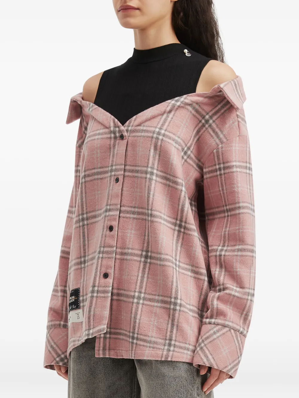 Musium Div. Plaid-pattern Shirt In Pink