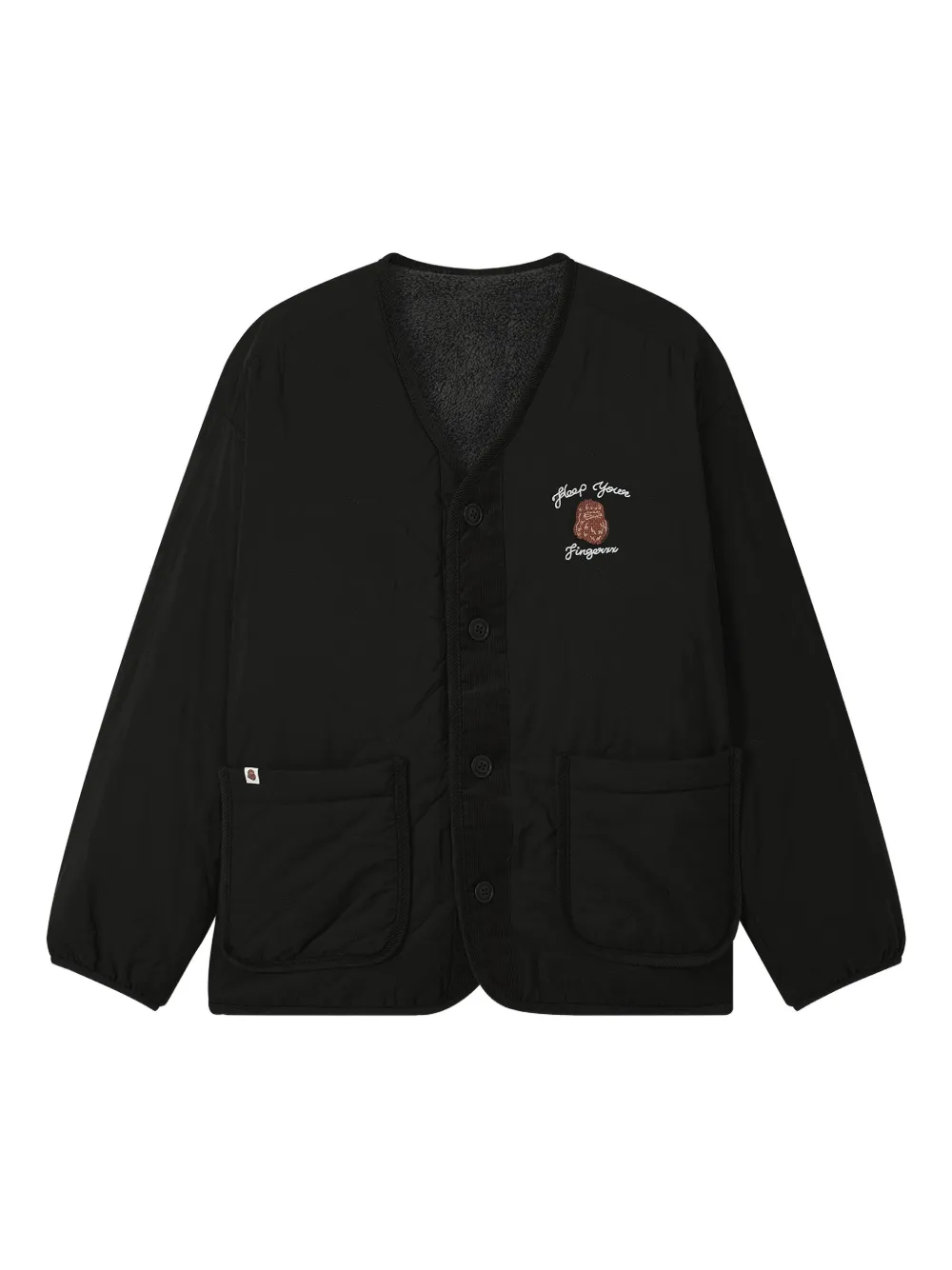 FINGERCROXX quilted embroidered jacket | Black | Image 1