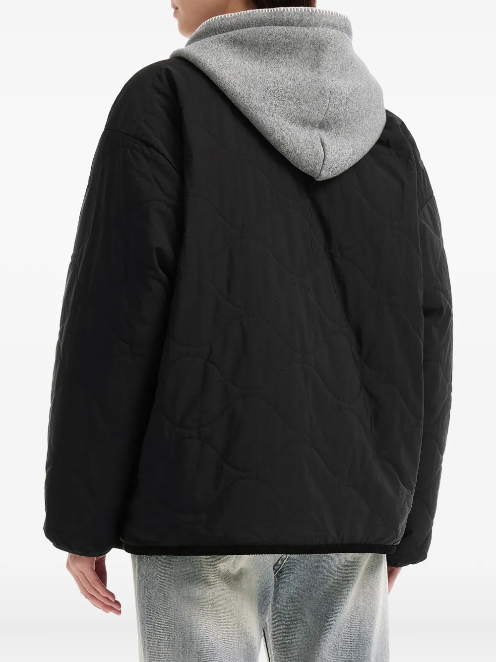 FINGERCROXX Gewatteerd jack met borduurwerk Zwart