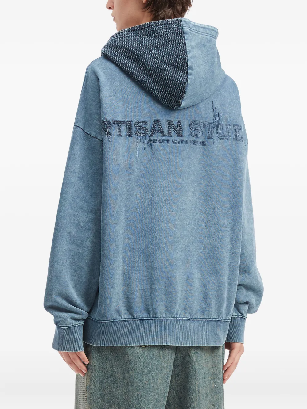 Musium Div. Hoodie met patchwork Blauw