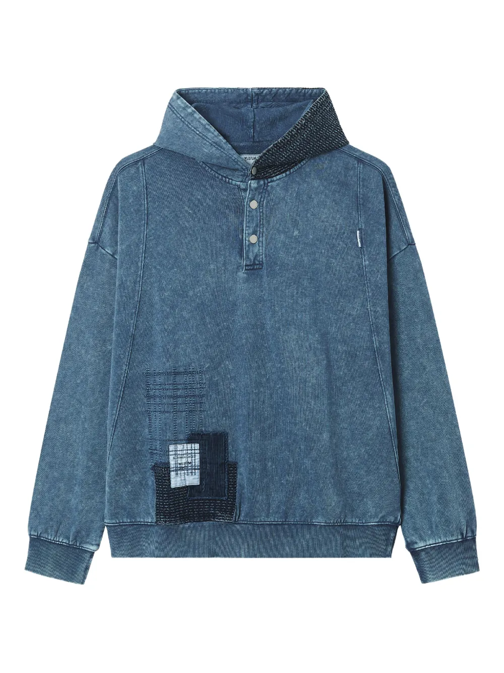 Musium Div. button patchwork hoodie | Blue | Image 1