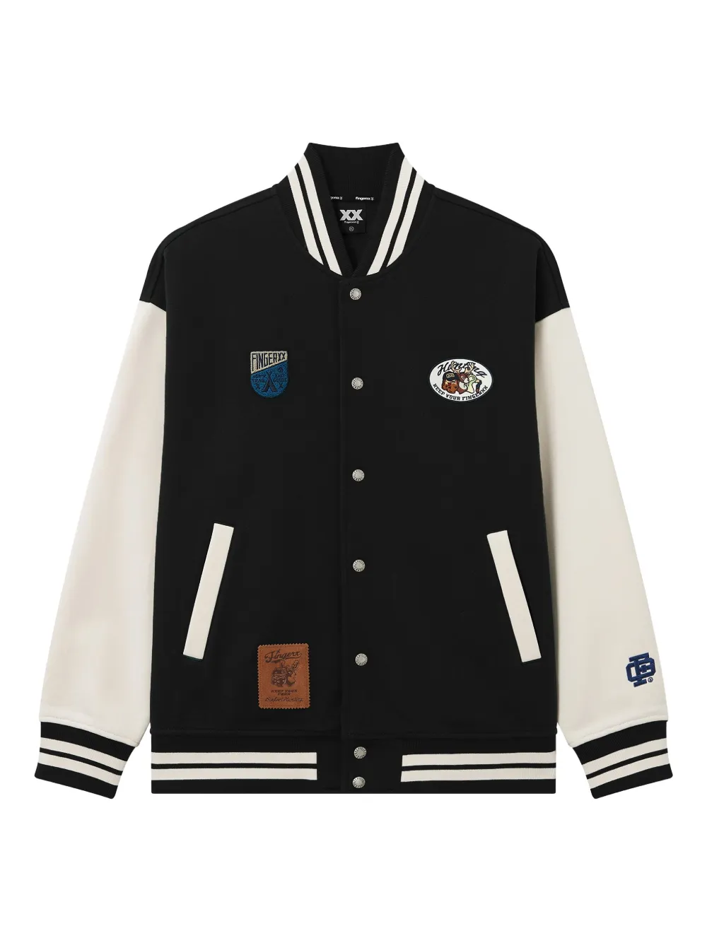 FINGERCROXX appliqué striped jacket | Black | Image 1