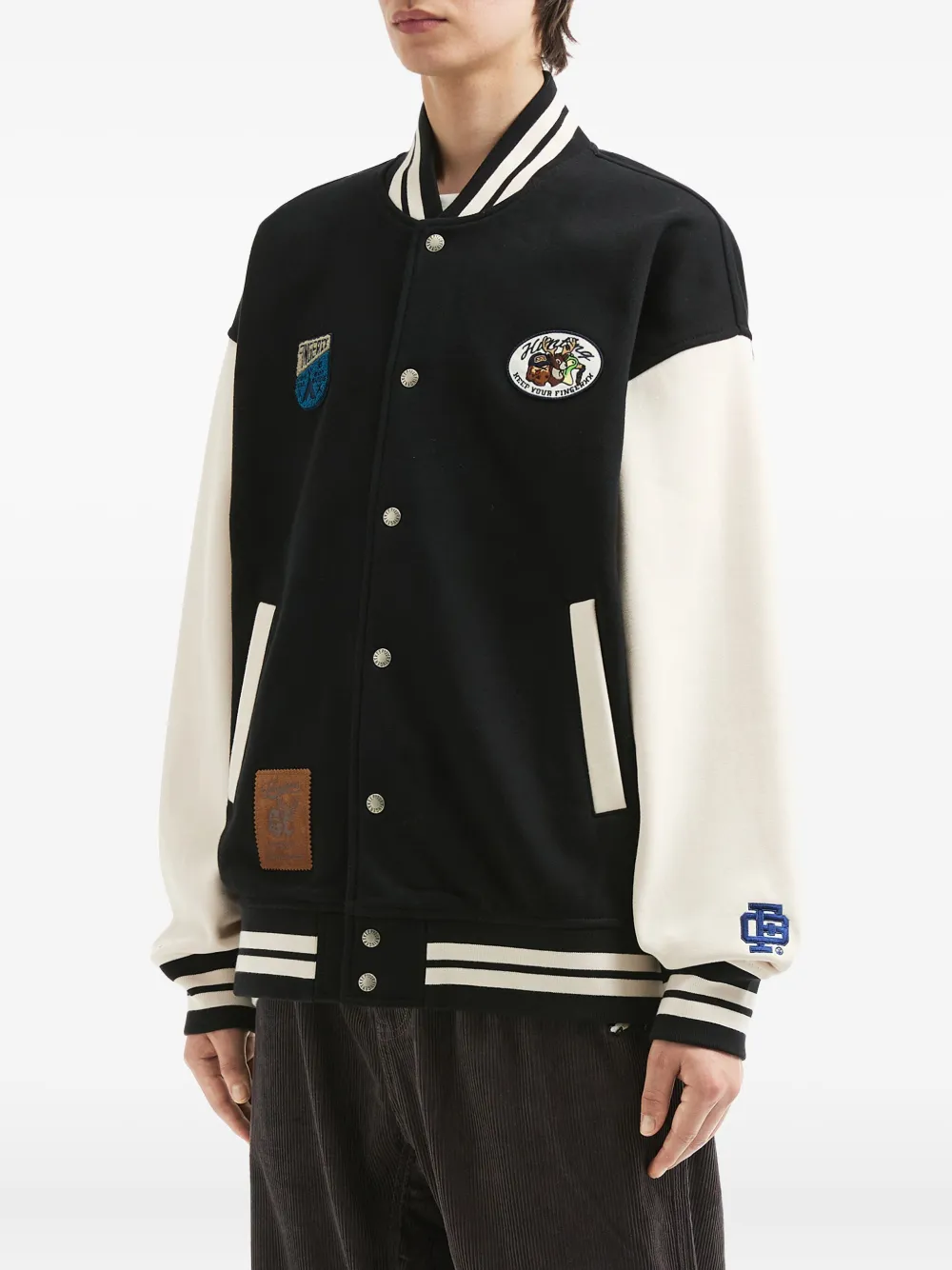 Fingercroxx Appliqué Striped Jacket In Black