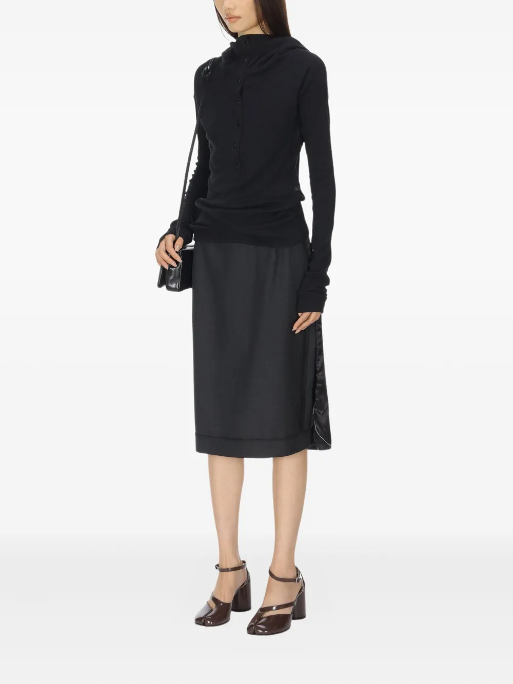 Low Classic Hoodie met knopen Zwart